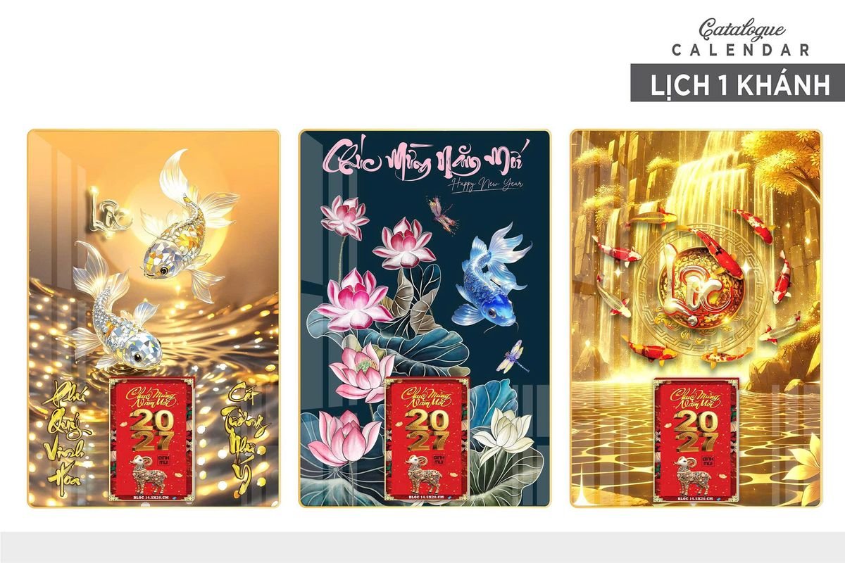 Lịch Gỗ Lamina Cao Cấp 40x60cm 2027 LM406_011 - Quà Tặng EcoTech