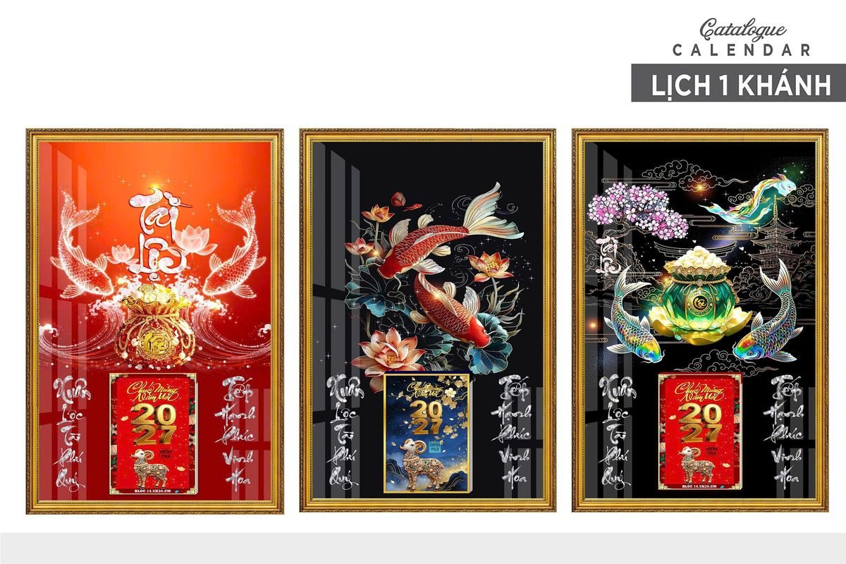 Lịch Gỗ Lamina Cao Cấp 40x60cm 2027 LM406_012 - Quà Tặng EcoTech