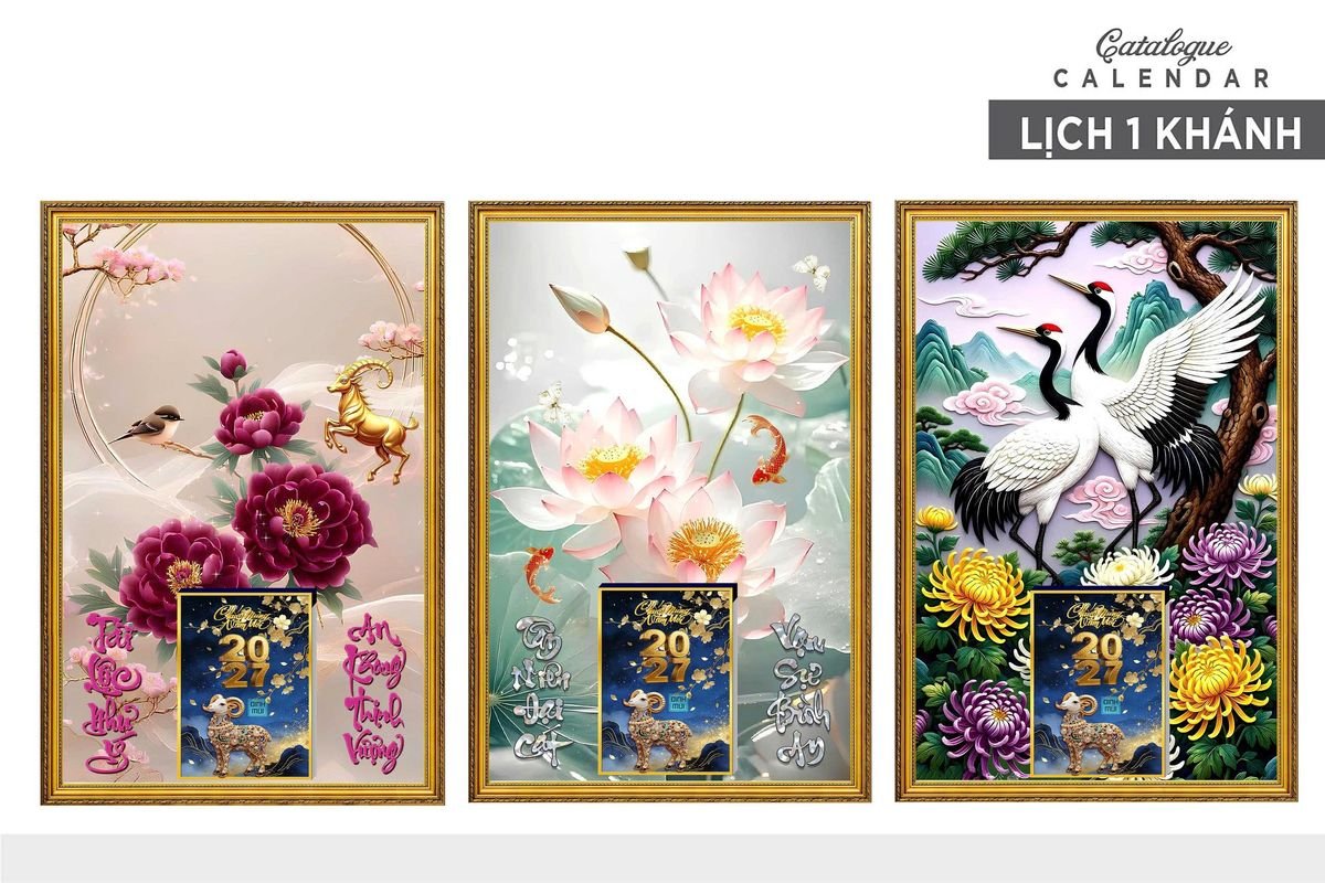 Lịch Gỗ Lamina Cao Cấp 40x60cm 2027 LM406_013 - Quà Tặng EcoTech