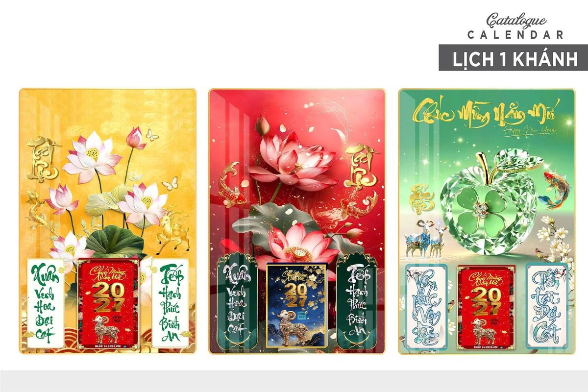 Lịch Gỗ Lamina Cao Cấp 40x60cm 2027 LM406_015 - Quà Tặng EcoTech