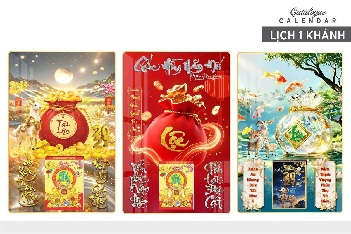 Lịch Gỗ Lamina Cao Cấp 40x60cm 2027 LM406_020 - Quà Tặng EcoTech