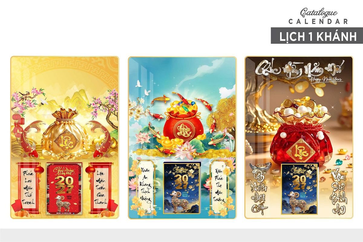 Lịch Gỗ Lamina Cao Cấp 40x60cm 2027 LM406_028 - Quà Tặng EcoTech