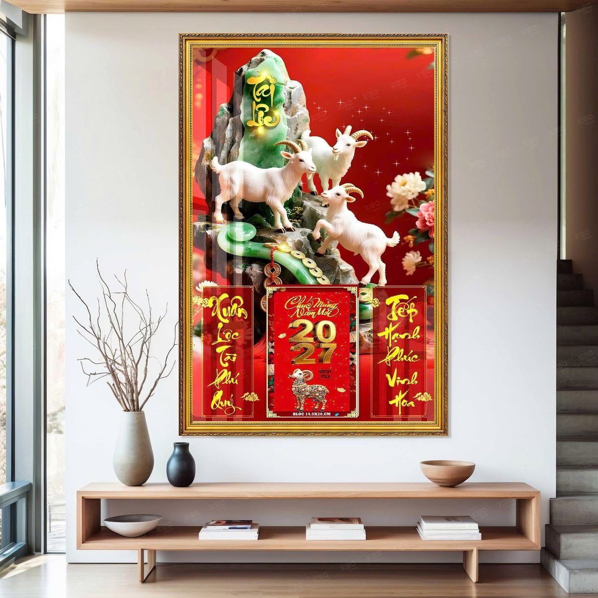 Lịch Gỗ Lamina Cao Cấp 40x60cm 2027 LM406_033 - Quà Tặng EcoTech