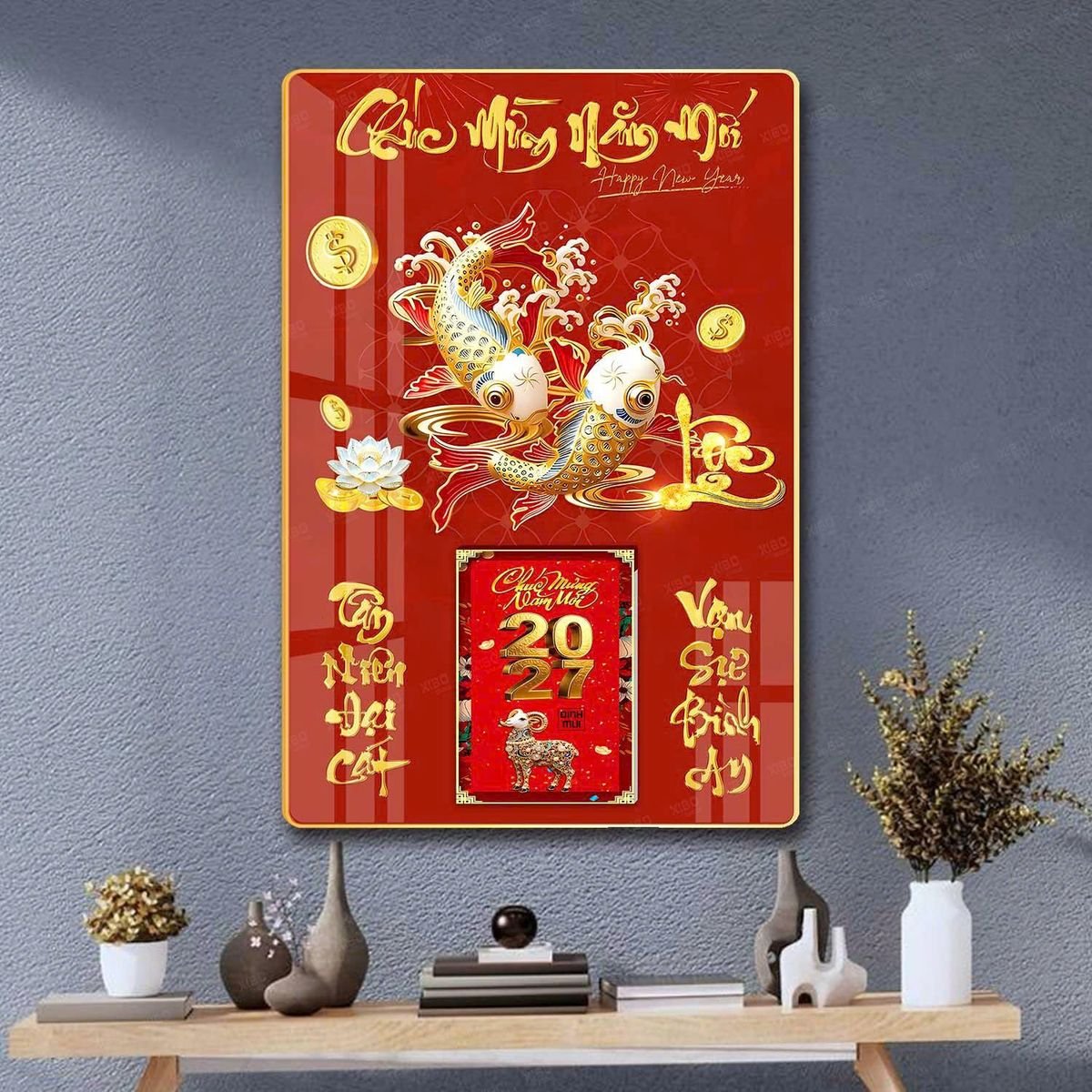 Lịch Gỗ Lamina Cao Cấp 40x60cm 2027 LM406_036 - Quà Tặng EcoTech