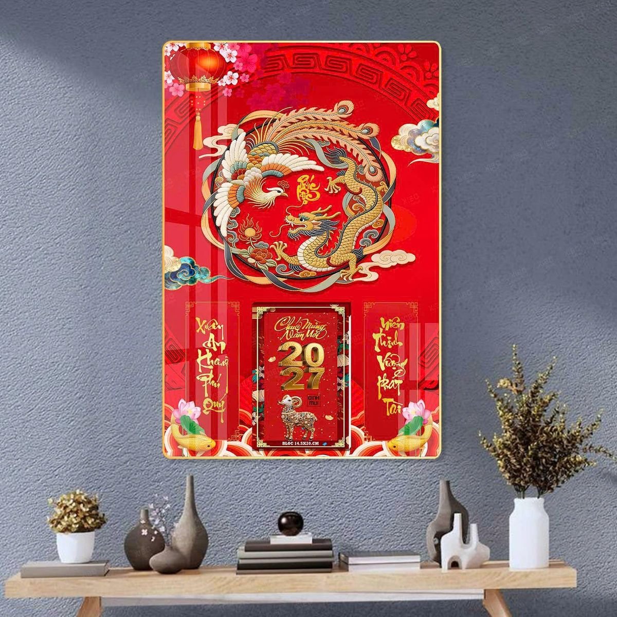 Lịch Gỗ Lamina Cao Cấp 40x60cm 2027 LM406_041 - Quà Tặng EcoTech