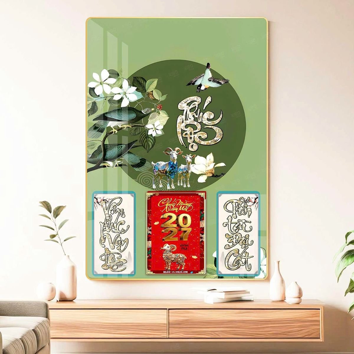 Lịch Gỗ Lamina Cao Cấp 40x60cm 2027 LM406_048 - Quà Tặng EcoTech