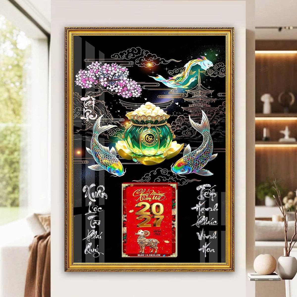 Lịch Gỗ Lamina Cao Cấp 40x60cm 2027 LM406_055 - Quà Tặng EcoTech