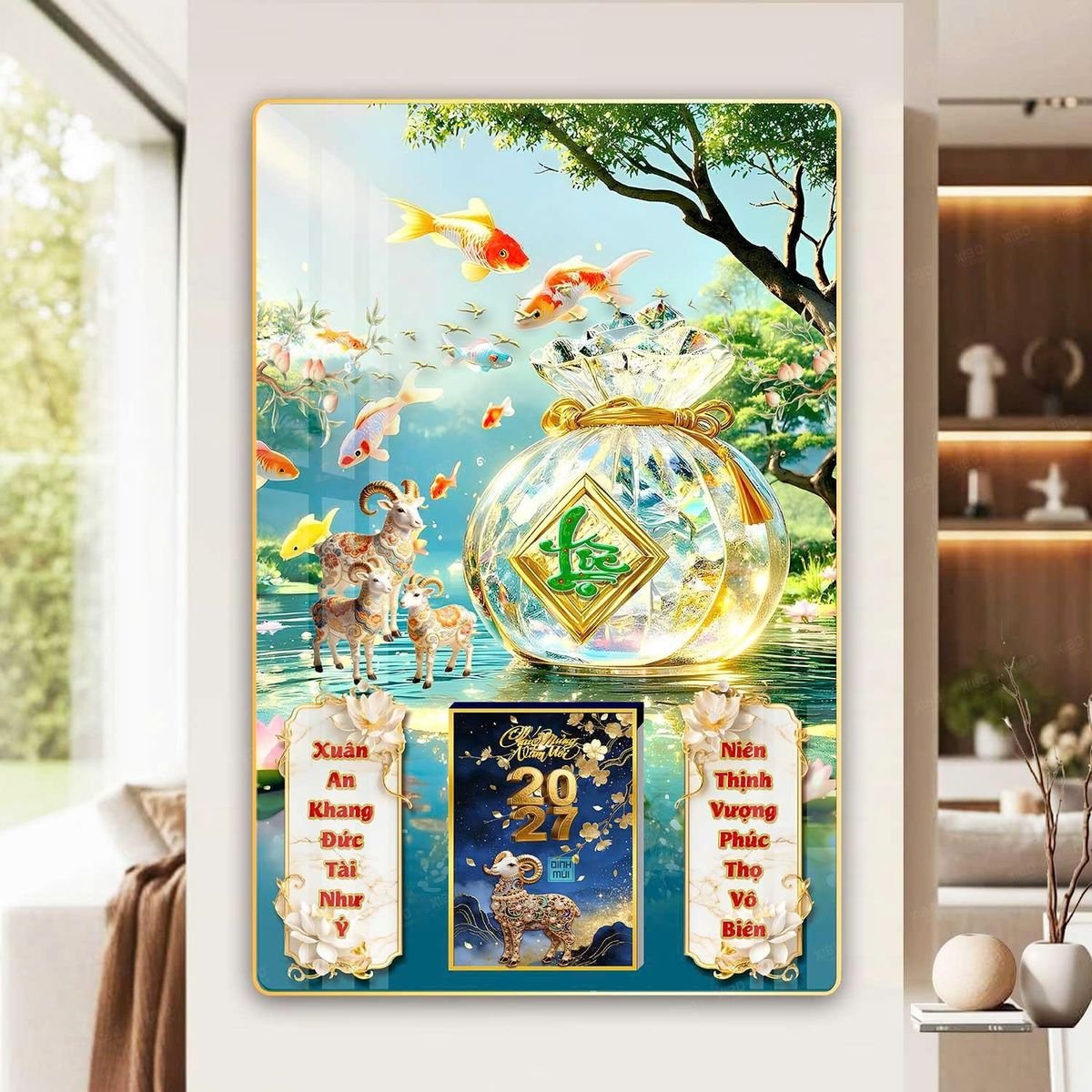 Lịch Gỗ Lamina Cao Cấp 40x60cm 2027 LM406_056 - Quà Tặng EcoTech