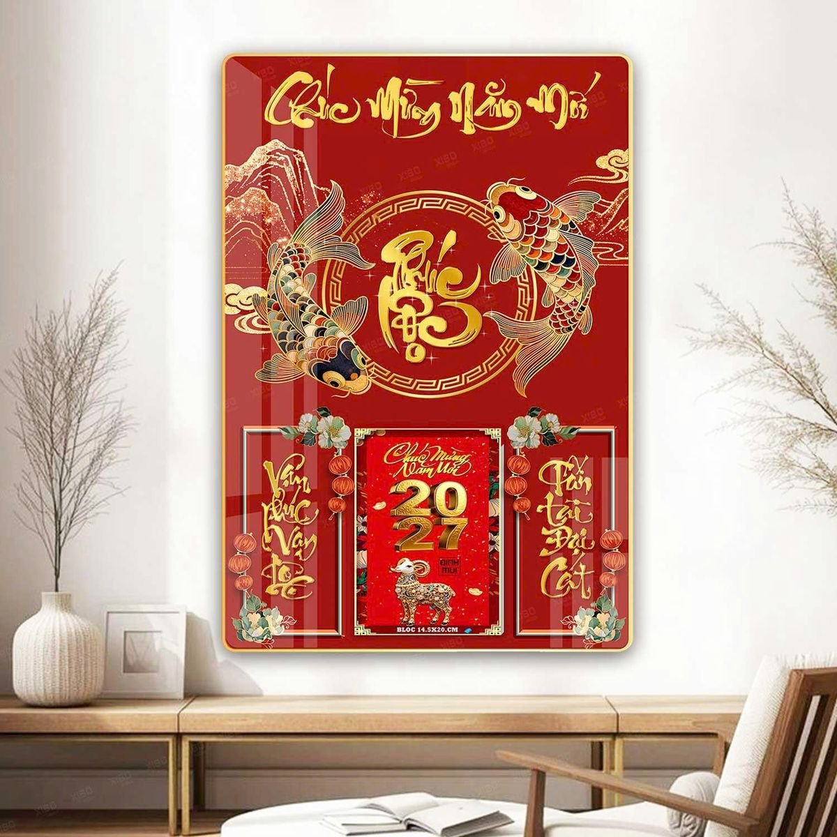 Lịch Gỗ Lamina Cao Cấp 40x60cm 2027 LM406_065 - Quà Tặng EcoTech