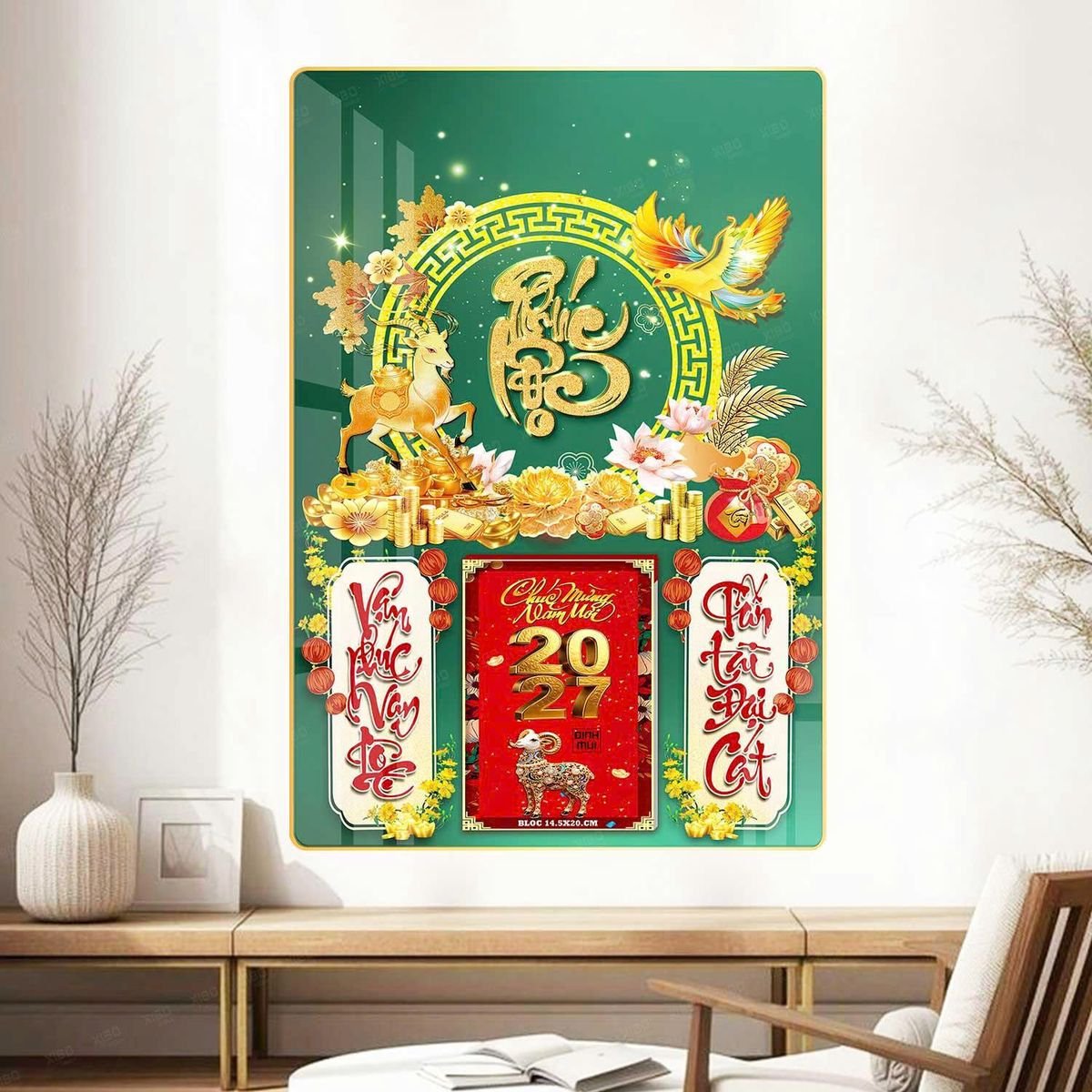 Lịch Gỗ Lamina Cao Cấp 40x60cm 2027 LM406_066 - Quà Tặng EcoTech