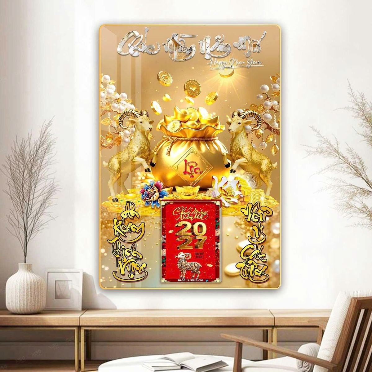 Lịch Gỗ Lamina Cao Cấp 40x60cm 2027 LM406_067 - Quà Tặng EcoTech
