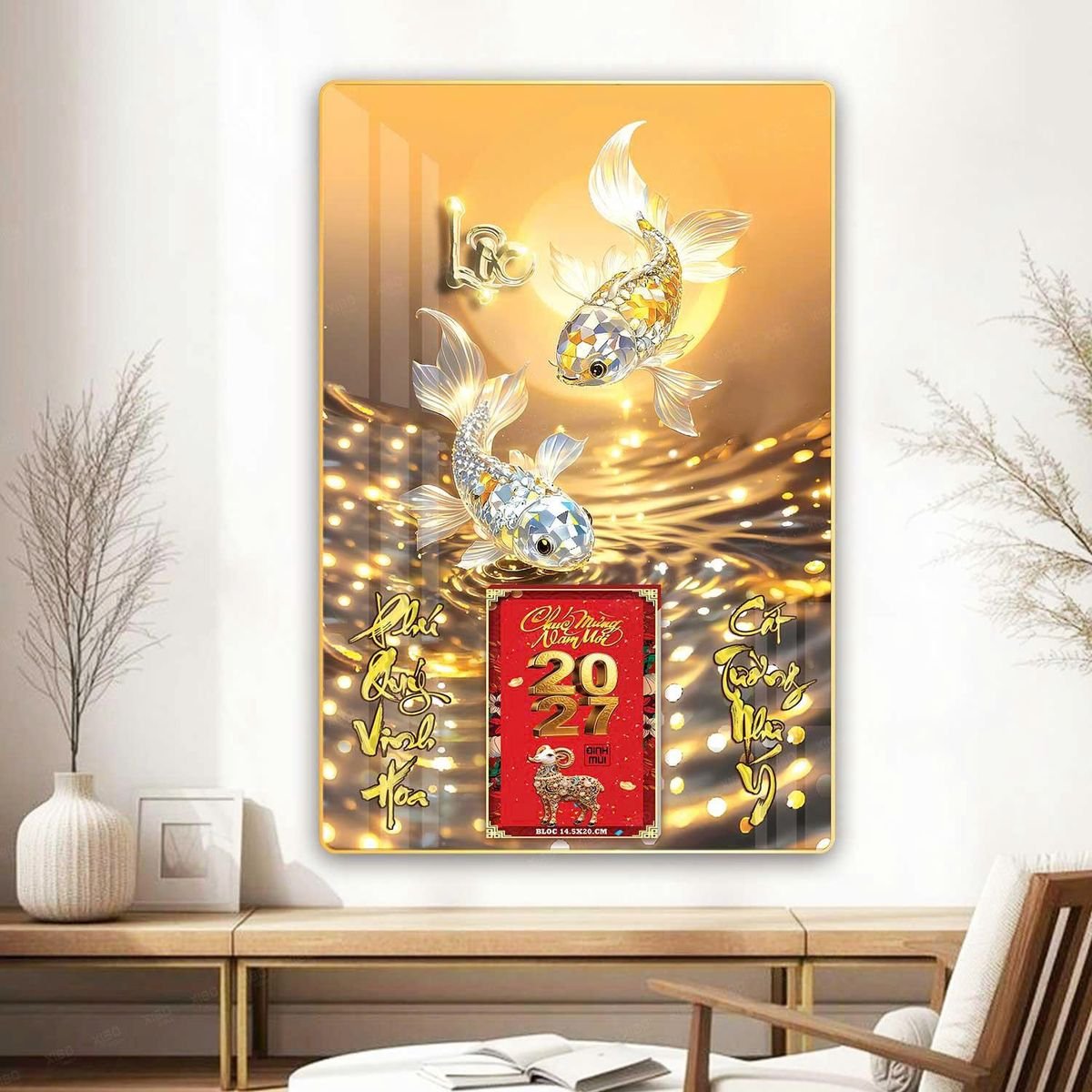 Lịch Gỗ Lamina Cao Cấp 40x60cm 2027 LM406_069 - Quà Tặng EcoTech
