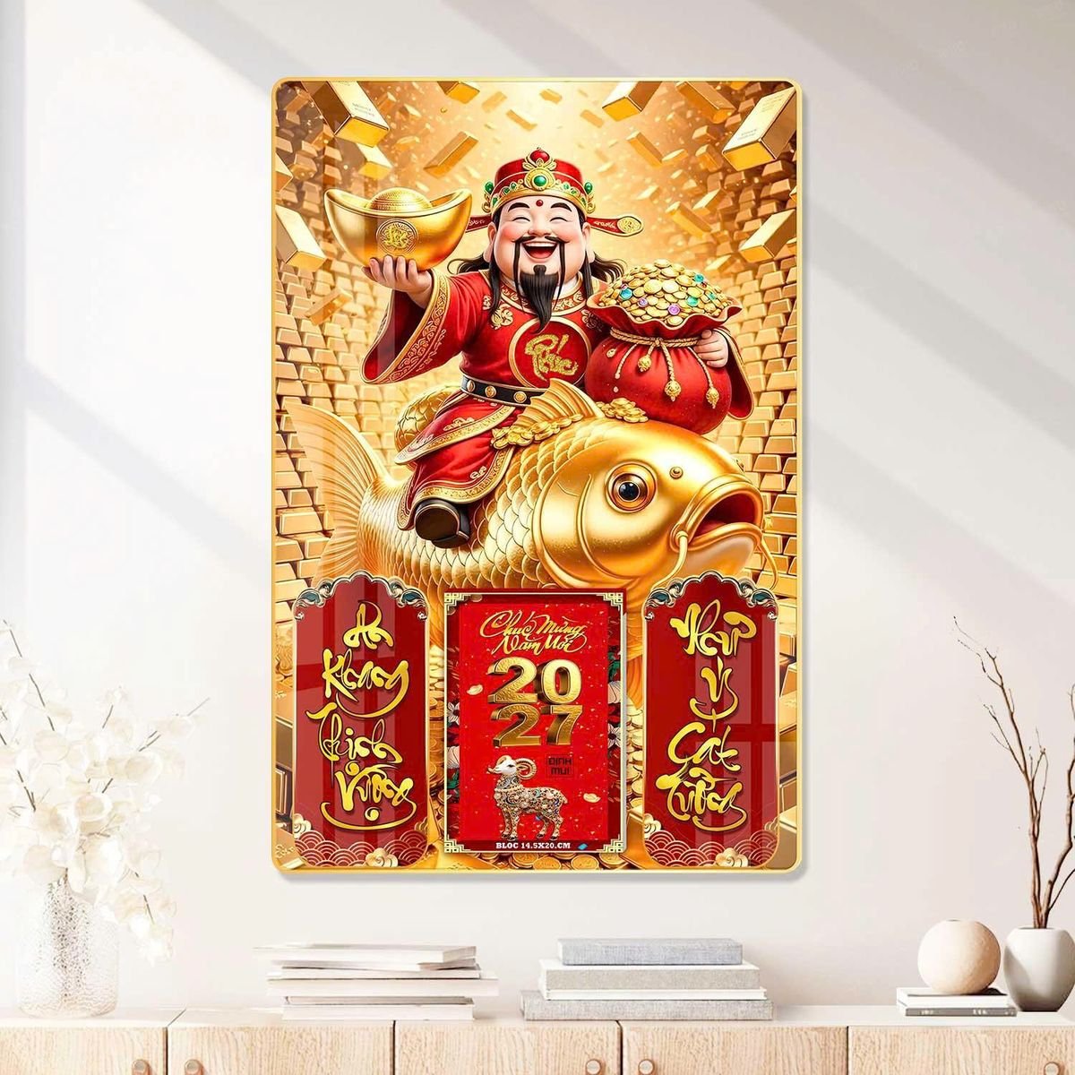 Lịch Gỗ Lamina Cao Cấp 40x60cm 2027 LM406_079 - Quà Tặng EcoTech