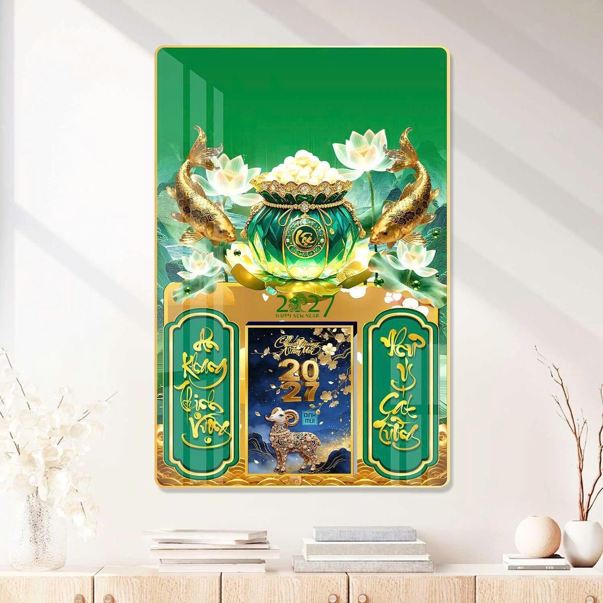 Lịch Gỗ Lamina Cao Cấp 40x60cm 2027 LM406_080 - Quà Tặng EcoTech