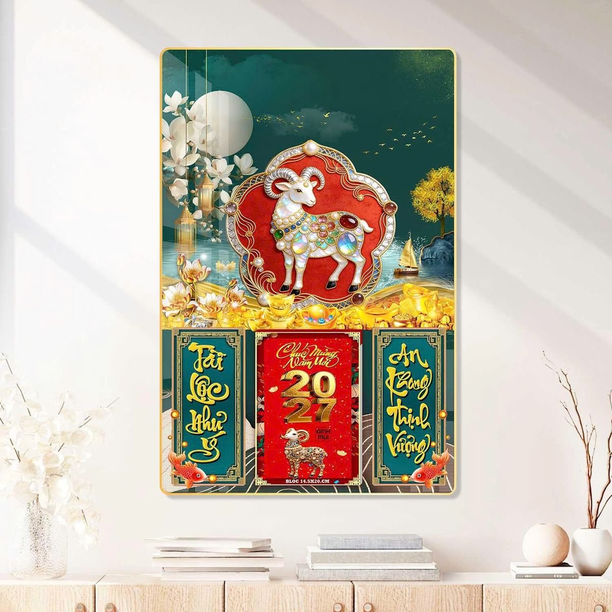 Lịch Gỗ Lamina Cao Cấp 40x60cm 2027 LM406_083 - Quà Tặng EcoTech