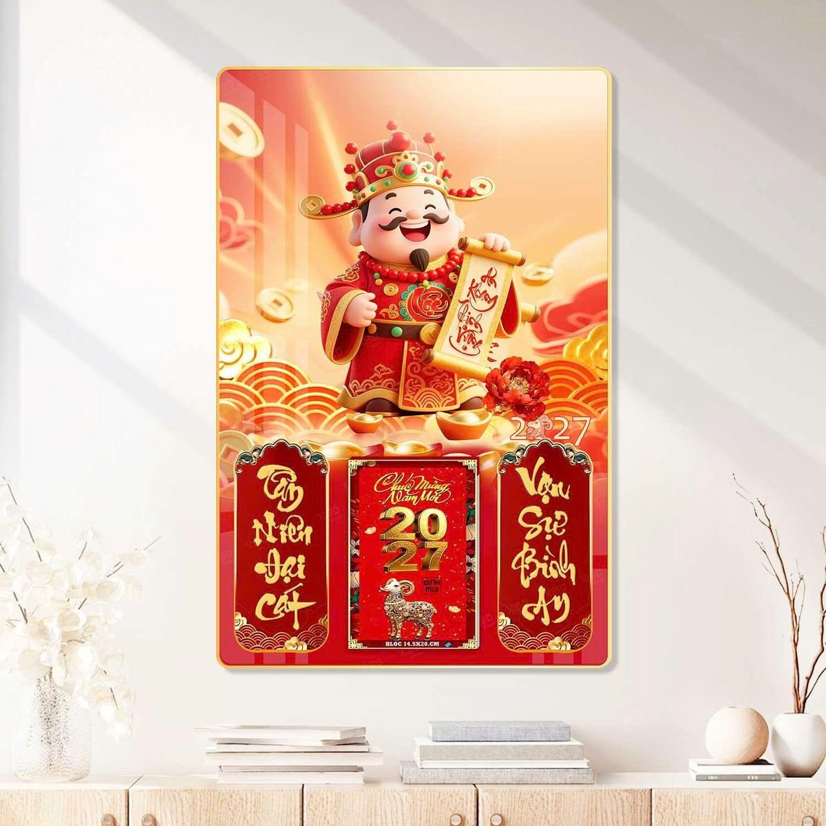 Lịch Gỗ Lamina Cao Cấp 40x60cm 2027 LM406_089 - Quà Tặng EcoTech