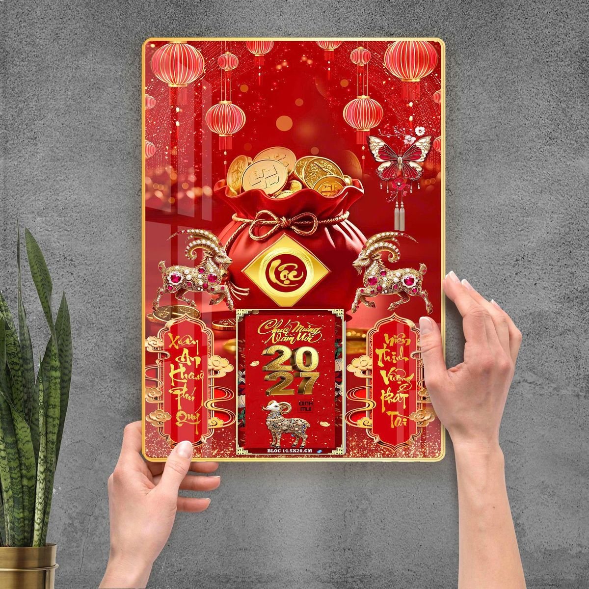 Lịch Gỗ Lamina Cao Cấp 40x60cm 2027 LM406_097 - Quà Tặng EcoTech