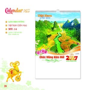 Lịch Treo Tường Lò Xo 2027 MT Mẫu MT14 (40 x 60cm) Ấn Phẩm Lịch Tết Eco Thân Thiện Môi Trường in logo doanh nghiệp quà tặng Tết tại Quà Tặng EcoTech VN