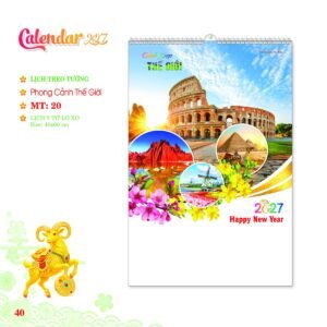 Lịch Treo Tường Lò Xo 2027 MT Mẫu MT20 (40 x 60cm) Ấn Phẩm Lịch Tết Eco Thân Thiện Môi Trường in logo doanh nghiệp quà tặng Tết tại Quà Tặng EcoTech VN
