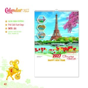 Lịch Treo Tường Lò Xo 2027 MT Mẫu MT21 (40 x 60 cm) Ấn Phẩm Lịch Tết Eco Thân Thiện Môi Trường in logo doanh nghiệp quà tặng Tết tại Quà Tặng EcoTech VN