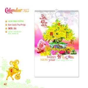 Lịch Treo Tường Lò Xo 2027 MT Mẫu MT31 (40 x 60cm) Ấn Phẩm Lịch Tết Eco Thân Thiện Môi Trường in logo doanh nghiệp quà tặng Tết tại Quà Tặng EcoTech VN