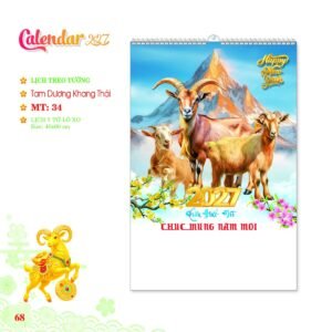 Lịch Treo Tường Lò Xo 2027 MT Mẫu MT34 (40 x 60cm) Ấn Phẩm Lịch Tết Eco Thân Thiện Môi Trường in logo doanh nghiệp quà tặng Tết tại Quà Tặng EcoTech VN