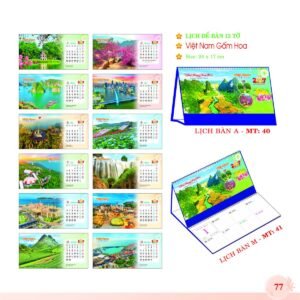 Lịch Để Bàn 2027 MT Mẫu MT40 (24 x 17cm) Ấn Phẩm Lịch Tết Eco Thân Thiện Môi Trường in logo doanh nghiệp quà tặng Tết tại Quà Tặng EcoTech VN