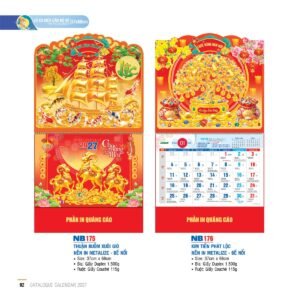 Lịch Treo Tường Lò Xo 2027 NB Mẫu NB176 (37 x 68cm) Ấn Phẩm Lịch Tết Eco Thân Thiện Môi Trường in logo doanh nghiệp quà tặng Tết tại Quà Tặng EcoTech VN
