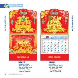 Lịch Treo Tường Lò Xo 2027 NB Mẫu NB188D (37 x 68cm) Ấn Phẩm Lịch Tết Eco Thân Thiện Môi Trường in logo doanh nghiệp quà tặng Tết tại Quà Tặng EcoTech VN