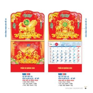 Lịch Bìa Treo 2027 NB Mẫu NB190D (29 x 41 cm) Ấn Phẩm Lịch Tết Eco Thân Thiện Môi Trường in logo doanh nghiệp quà tặng Tết tại Quà Tặng EcoTech VN