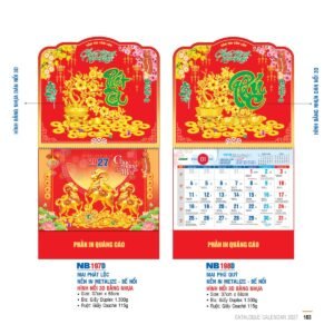 Lịch Bìa Treo 2027 NB Mẫu NB197D (29 x 41 cm) Ấn Phẩm Lịch Tết Eco Thân Thiện Môi Trường in logo doanh nghiệp quà tặng Tết tại Quà Tặng EcoTech VN
