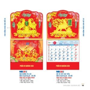 Lịch Bìa Treo 2027 NB Mẫu NB201C (29 x 41 cm) Ấn Phẩm Lịch Tết Eco Thân Thiện Môi Trường in logo doanh nghiệp quà tặng Tết tại Quà Tặng EcoTech VN