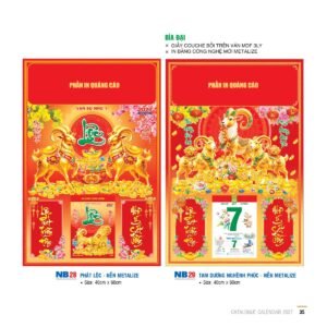 Lịch Bìa Treo 2027 NB Mẫu NB29 (29 x 41 cm) Ấn Phẩm Lịch Tết Eco Thân Thiện Môi Trường in logo doanh nghiệp quà tặng Tết tại Quà Tặng EcoTech VN