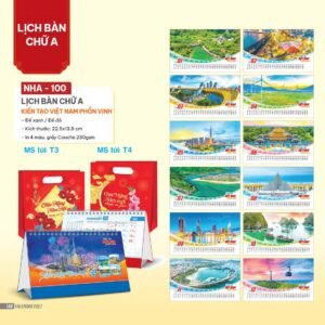 Lịch Bàn Chữ A 2027 NHA Mẫu NHA100 (17 x 19 cm) Ấn Phẩm Lịch Tết Eco Thân Thiện Môi Trường in logo doanh nghiệp quà tặng Tết tại Quà Tặng EcoTech VN