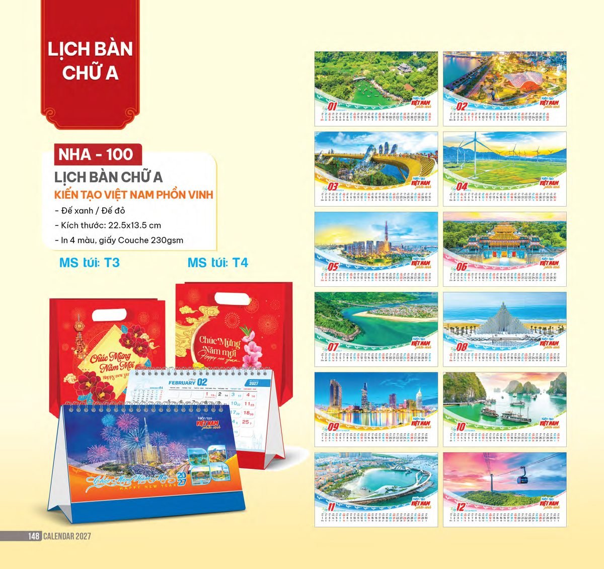 Lịch Bàn Chữ A 2027 NHA Mẫu NHA100 (17 x 19 cm) Ấn Phẩm Lịch Tết Eco Thân Thiện Môi Trường Lịch Bàn Chữ A 2027 NHA Mẫu NHA100 (17 x 19 cm) Ấn Phẩm Lịch Tết Eco Thân Thiện Môi Trường in logo doanh nghiệp quà tặng Tết tại Quà Tặng EcoTech VN