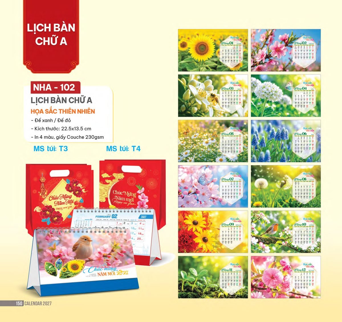 Lịch Bàn Chữ A 2027 NHA Mẫu NHA102 (17 x 19 cm) Ấn Phẩm Lịch Tết Eco Thân Thiện Môi Trường Lịch Bàn Chữ A 2027 NHA Mẫu NHA102 (17 x 19 cm) Ấn Phẩm Lịch Tết Eco Thân Thiện Môi Trường in logo doanh nghiệp quà tặng Tết tại Quà Tặng EcoTech VN