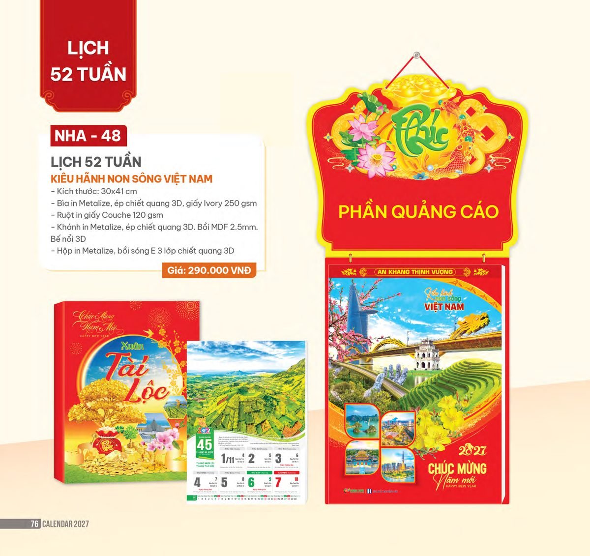 Lịch 52 Tuần 2027 NHA Mẫu NHA48 (30 x 41cm) Ấn Phẩm Lịch Tết Eco Thân Thiện Môi Trường Lịch 52 Tuần 2027 NHA Mẫu NHA48 (30 x 41cm) Ấn Phẩm Lịch Tết Eco Thân Thiện Môi Trường in logo doanh nghiệp quà tặng Tết tại Quà Tặng EcoTech VN