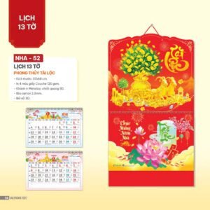 Lịch Bìa Treo 2027 NHA Mẫu NHA52 (37 x 68cm) Ấn Phẩm Lịch Tết Eco Thân Thiện Môi Trường in logo doanh nghiệp quà tặng Tết tại Quà Tặng EcoTech VN