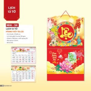 Lịch Bìa Treo 2027 NHA Mẫu NHA54 (37 x 68cm) Ấn Phẩm Lịch Tết Eco Thân Thiện Môi Trường in logo doanh nghiệp quà tặng Tết tại Quà Tặng EcoTech VN
