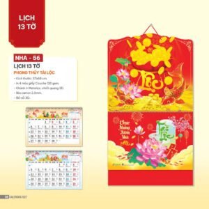 Lịch Bìa Treo 2027 NHA Mẫu NHA56 (37 x 68cm) Ấn Phẩm Lịch Tết Eco Thân Thiện Môi Trường in logo doanh nghiệp quà tặng Tết tại Quà Tặng EcoTech VN