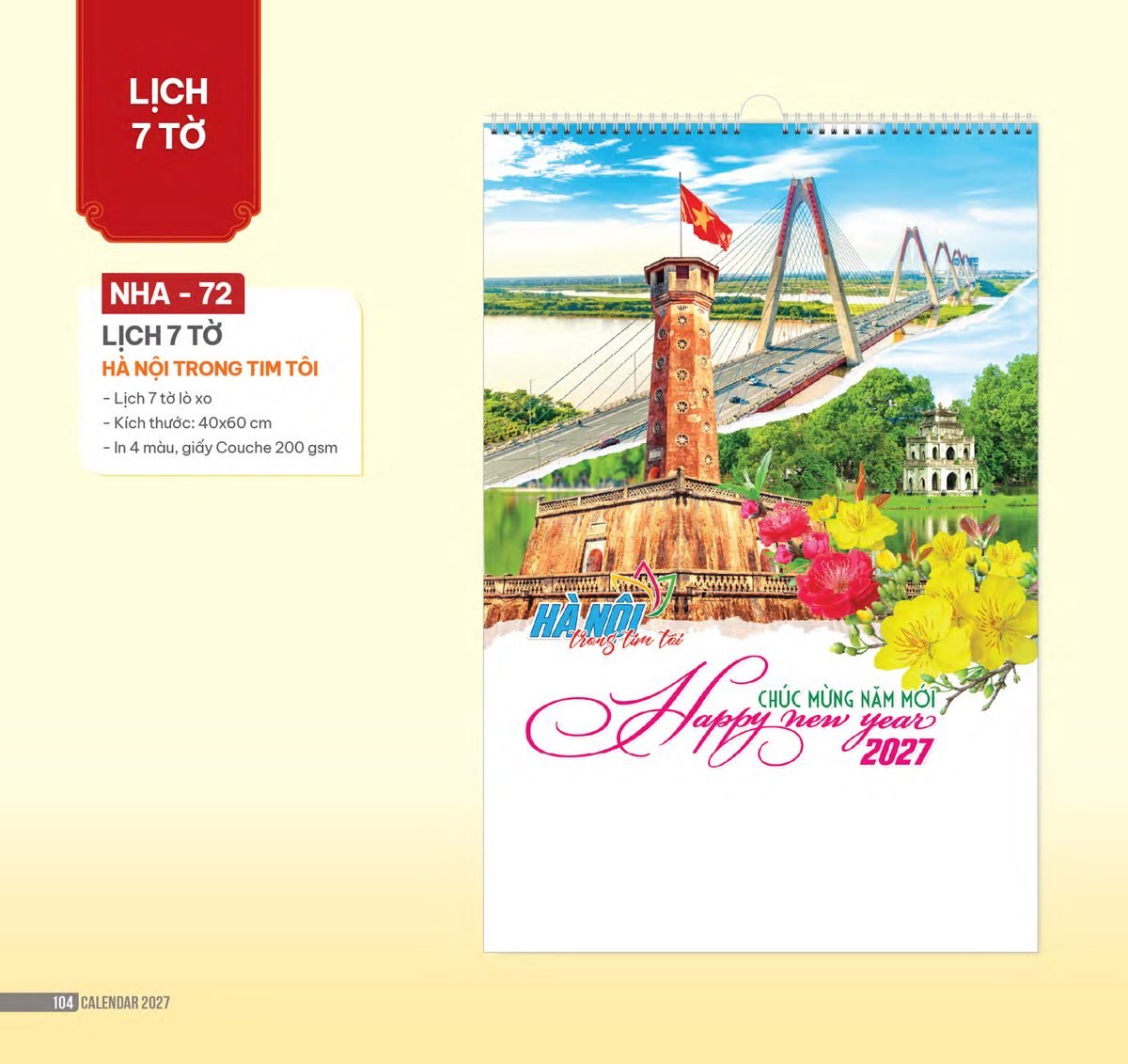 Lịch Treo Tường Lò Xo 2027 NHA Mẫu NHA72 (40 x 60cm) Ấn Phẩm Lịch Tết Eco Thân Thiện Môi Trường Lịch Treo Tường Lò Xo 2027 NHA Mẫu NHA72 (40 x 60cm) Ấn Phẩm Lịch Tết Eco Thân Thiện Môi Trường in logo doanh nghiệp quà tặng Tết tại Quà Tặng EcoTech VN