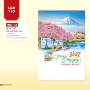 Lịch Treo Tường Lò Xo 2027 NHA Mẫu NHA74 - Thế Giới Muôn Màu (40 x 60cm) Ấn Phẩm Lịch Tết Eco Thân Thiện Môi Trường in logo doanh nghiệp quà tặng Tết tại Quà Tặng EcoTech VN