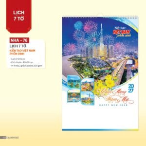 Lịch Treo Tường Lò Xo 2027 NHA Mẫu NHA76 (40 x 60cm) Ấn Phẩm Lịch Tết Eco Thân Thiện Môi Trường in logo doanh nghiệp quà tặng Tết tại Quà Tặng EcoTech VN