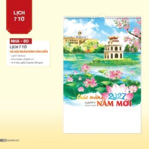 Lịch Treo Tường Lò Xo 2027 NHA Mẫu NHA80 (40 x 60cm) Ấn Phẩm Lịch Tết Eco Thân Thiện Môi Trường in logo doanh nghiệp quà tặng Tết tại Quà Tặng EcoTech VN