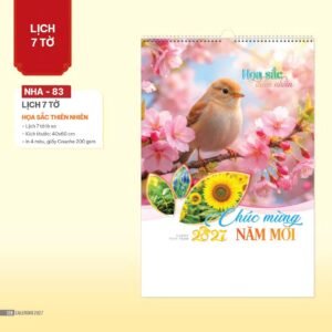 Lịch Treo Tường Lò Xo 2027 NHA Mẫu NHA83 (40 x 60cm) Ấn Phẩm Lịch Tết Eco Thân Thiện Môi Trường in logo doanh nghiệp quà tặng Tết tại Quà Tặng EcoTech VN
