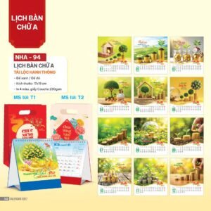 Lịch Bàn Chữ A 2027 NHA Mẫu NHA94 (17 x 19cm) Ấn Phẩm Lịch Tết Eco Thân Thiện Môi Trường in logo doanh nghiệp quà tặng Tết tại Quà Tặng EcoTech VN