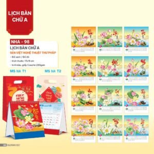 Lịch Bàn Chữ A 2027 NHA Mẫu NHA98 (17 x 19cm) Ấn Phẩm Lịch Tết Eco Thân Thiện Môi Trường in logo doanh nghiệp quà tặng Tết tại Quà Tặng EcoTech VN