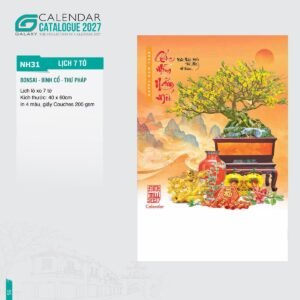 Lịch Treo Tường Lò Xo 7 Tờ 2027 NH Mẫu NH31 (40 x 60cm) Ấn Phẩm Lịch Tết Eco Thân Thiện Môi Trường in logo doanh nghiệp quà tặng Tết tại Quà Tặng EcoTech VN