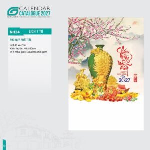 Lịch Treo Tường Lò Xo 7 Tờ 2027 NH Mẫu NH34 (40 x 60cm) Ấn Phẩm Lịch Tết Eco Thân Thiện Môi Trường in logo doanh nghiệp quà tặng Tết tại Quà Tặng EcoTech VN