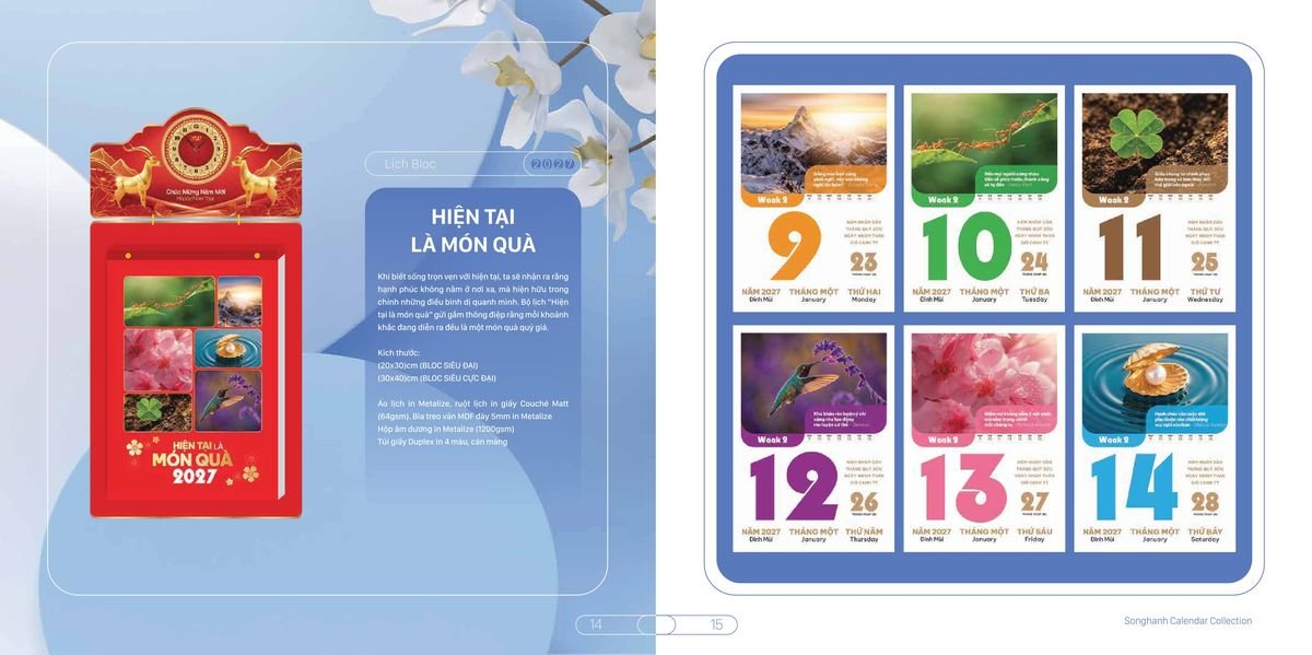 Lịch Bloc Cao Cấp SH 2027 SH02 Ấn Phẩm Lịch Tết Eco Thân Thiện Môi Trường